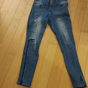 Raw7 distressed wide waist skinny jeans junior sz. 13